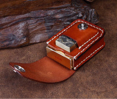 Cool Leather Mens Engraved Tiger Cigarette Holder Case lighter Holder for Men