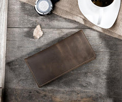 Handmade Leather Mens Clutch Wallet Cool Leather Wallet Long Phone Wallets for Men