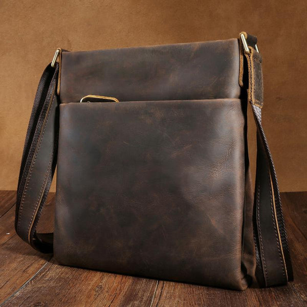 Genuine Leather Vintage Cool Small Shoulder Bag Messenger Bag Side Bag for men