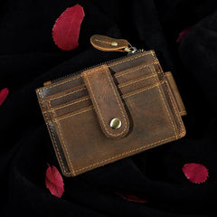 Leather Mens Slim Small Wallet Cool Front Pocket Wallet Money Clip for Men