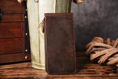 Handmade Leather Mens Cool Long Leather Wallet Card Clutch Wallet for Men - iChainWallets