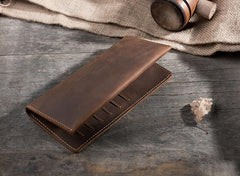 Handmade Leather Mens Clutch Wallet Cool Leather Wallet Long Phone Wallets for Men