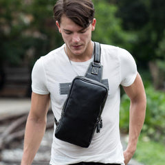 Leather Mens Cool Sling Bag Crossbody Bag Chest Bag for men