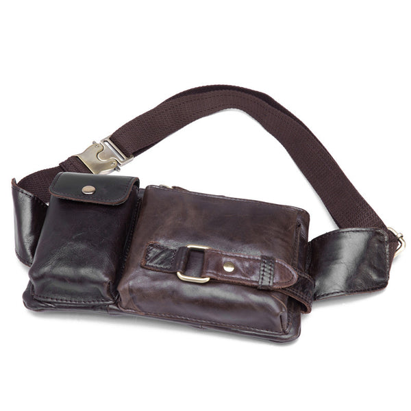 GENUINE LEATHER MENS SMALL CHEST BAG SLING BAG WAIST BAG HIP PACK BELT BAG FANNY PACK BUMBAG FOR MEN
