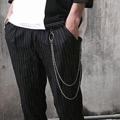 Fashion Men's Womens Double Bead Stainless Steel Pants Chain Biker Wallet Chain For Men