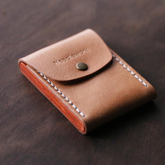 Cool Beige Wooden Leather Mens Wallet Small Card Holder Coin Wallet for Men