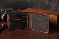 Handmade Leather Mens Cool Slim Leather Wallet Men Small Wallets Bifold for Men - iChainWallets