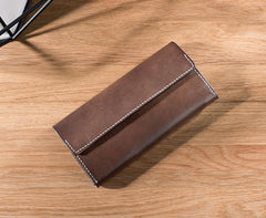 Handmade Leather Mens Clutch Wallet Cool Leather Wallet Long Phone Wallets for Men