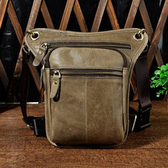 Biker Mens Leather Drop Leg Bag Waist Bag Side Bags Belt Pouch Pack for Men