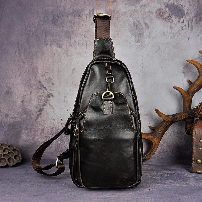 Leather Mens Chest Bag Sling Bags Sling One Shoulder Bag Sling Backpack for men