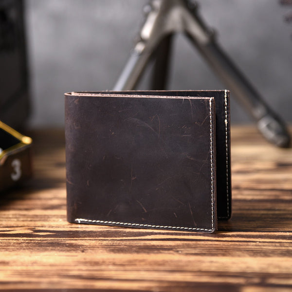 Handmade Leather Mens Cool Wallet Men Slim Wallets Front Pocket Wallet for Men - iChainWallets