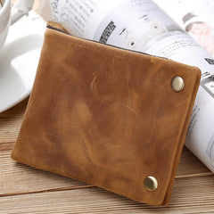 Handmade Leather Mens Cool Slim Leather Wallet Card Wallet Men Small Wallets Bifold for Men