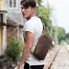 Leather Mens Cool Sling Bag Crossbody Bag Chest Bag for men