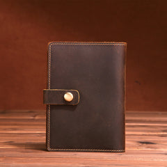 Vintage Leather Mens Passport Wallet Bifold Slim Long Wallet For Men