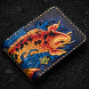 Handmade Leather License Wallet Tooled Carp Mens billfold Wallet Cool Leather Wallet Slim Wallet for Men