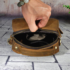 Handmade Leather Mens Waist Bag Hip Pack Belt Bag Fanny Pack Bumbag Chest Bag Sling Bag for Men