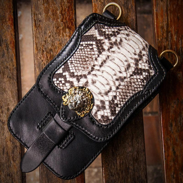 Handmade Biker Leather Belt Pouch Mens Cases Waist Bag Hip Pack Belt Bags for Men