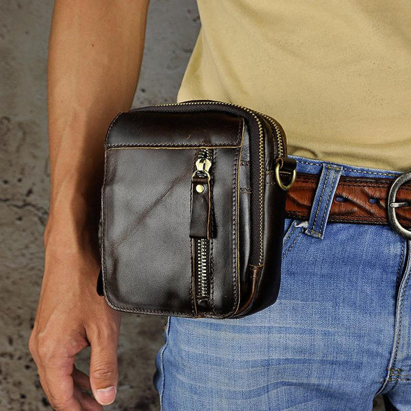 Genuine Leather Mens Waist Bag Hip Pack Belt Bag Fanny Pack Bumbag Chest Bag Sling Bag for Men