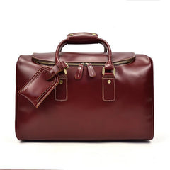 Classy Red Leather Men Barrel Overnight Bags Doctor Bag Travel Bags Weekender Bags For Men
