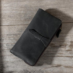 Handmade Leather Mens Clutch Wallet Cool Leather Wallet Long Phone Wallets for Men