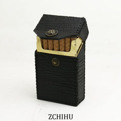 Cool Handmade Sharkskin Mens Black Cigarette Holder Case for Men