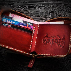 Handmade Leather Small Tooled Mens billfold Wallet Cool Chain Wallet Biker Wallet for Men
