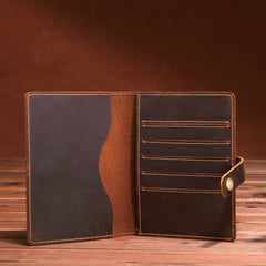 Vintage Leather Mens Passport Wallet Bifold Slim Long Wallet For Men