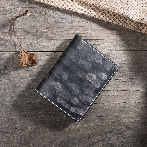 Handmade Leather Mens Cool Slim Leather Wallet Men Small Wallets Bifold for Men