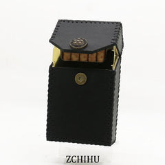 Handmade Leather Cigarette Holder Mens Black Cool Cigarette Holder Case for Men