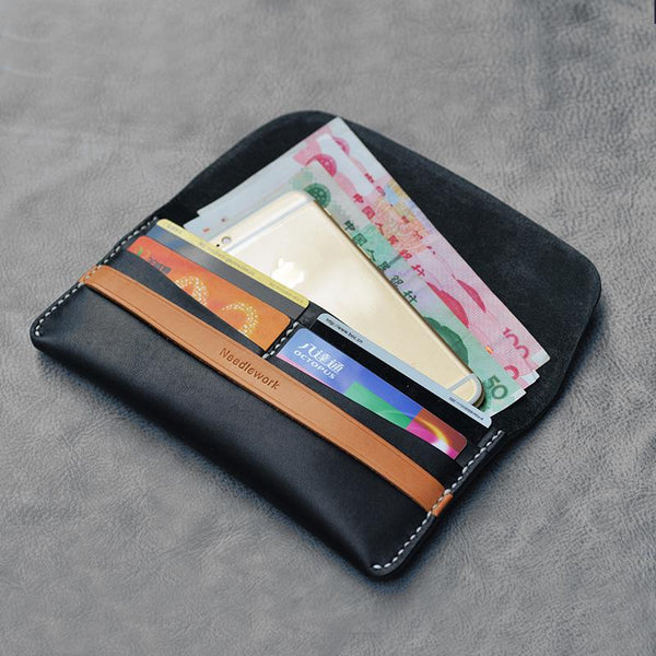 Cool Stylish Leather Mens Wallet Small Card Holder Long Wallet Coin Wallet for Men