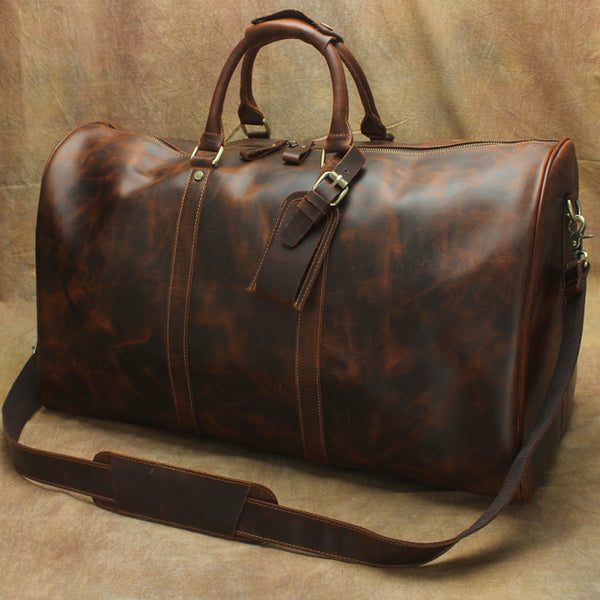 Leather Mens Weekender Bag Travel Bag Duffle Bag Vintage Overnight Bag