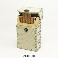 Handmade Cool Lizard Leather Mens Black Cigarette Holder Case Cigarette Holder for Men