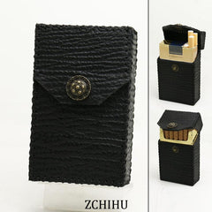 Cool Handmade Sharkskin Mens Black Cigarette Holder Case for Men