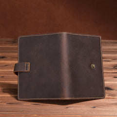 Vintage Leather Mens Passport Wallet Bifold Slim Long Wallet For Men