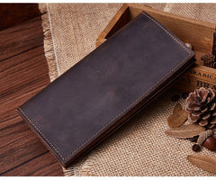 Handmade Leather Mens Clutch Wallet Cool Leather Wallet Long Phone Wallets for Men