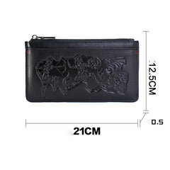Handmade Leather Mens Urban Cohort Clutch Cool Slim Wallet Zipper Clutch Wristlet Wallet for Men