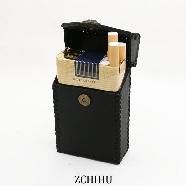 Handmade Leather Cigarette Holder Mens Black Cool Cigarette Holder Case for Men