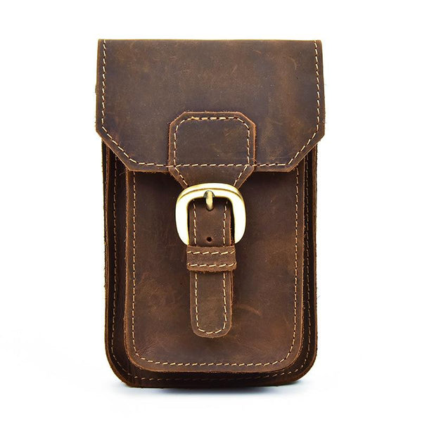 Handmade Leather Mens Small Cigarette Cases Waist Bag Hip Pack Belt Bag Fanny Pack Bumbag for Men