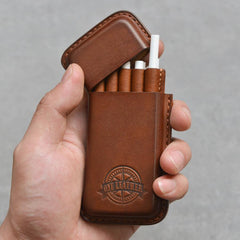 Handmade Brown Leather Womens 10pcs Cigarette Holder Case Cool Custom Cigarette Case for Women