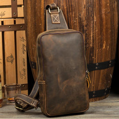 Leather Mens Cool Sling Bag Crossbody Bag Chest Bag for men