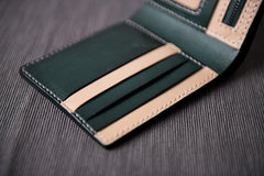Handmade Leather Mens Cool Slim Leather Wallet Men Small Wallets Bifold for Men Women
