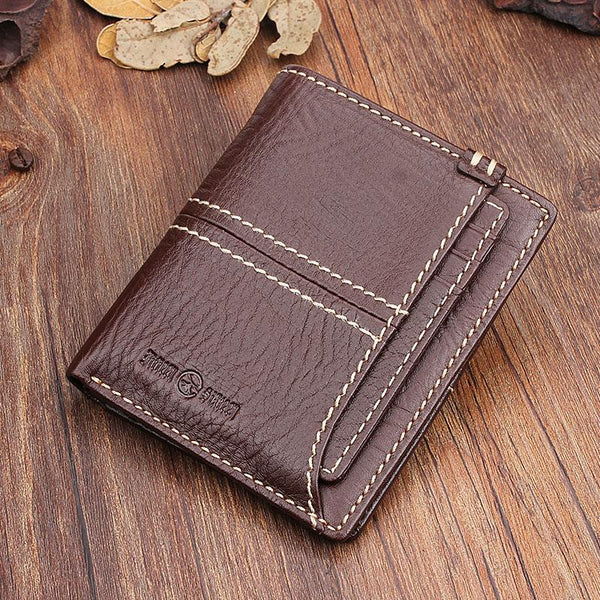 Handmade Leather Mens Cool Slim Leather Wallet Men Small Wallets Bifold for Men - iChainWallets