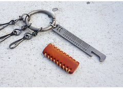 Handmade Biker Trucker Motorcycle Cool Feather Key Ring Keychain Fob Leather Bottle Opener Keychain