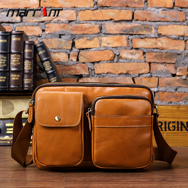 Genuine Leather Messenger Bag Cool Chest Bag Crossbody Bag Travel Bag Hiking Bag for men