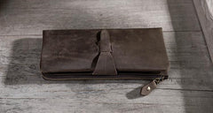 Handmade Leather Mens Clutch Wallet Cool Leather Wallet Long Phone Wallets for Men