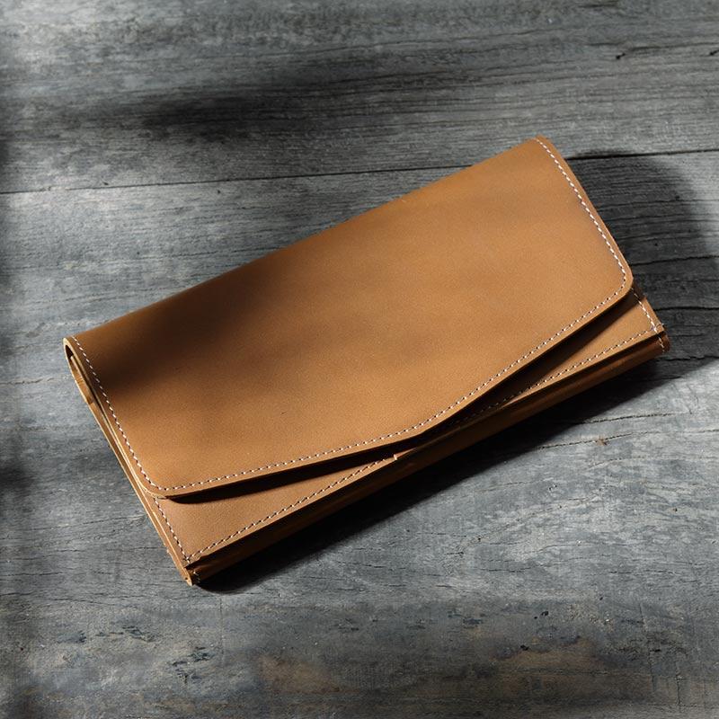 Handmade Leather Mens Clutch Wallet Cool Leather Wallet Long Phone Wallets for Men