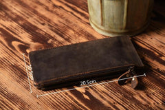 Handmade Leather Mens Cool Long Leather Wallet Card Clutch Wallet for Men - iChainWallets