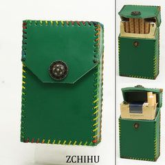 Cool Handmade Leather Womens Green Cigarette Holder Case for Women