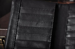 Handmade Leather Mens Cool Long Leather Wallet Trifold Clutch Wallet for Men - iChainWallets