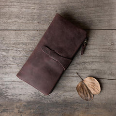 Handmade Leather Mens Clutch Wallet Cool Leather Wallet Long Phone Wallets for Men